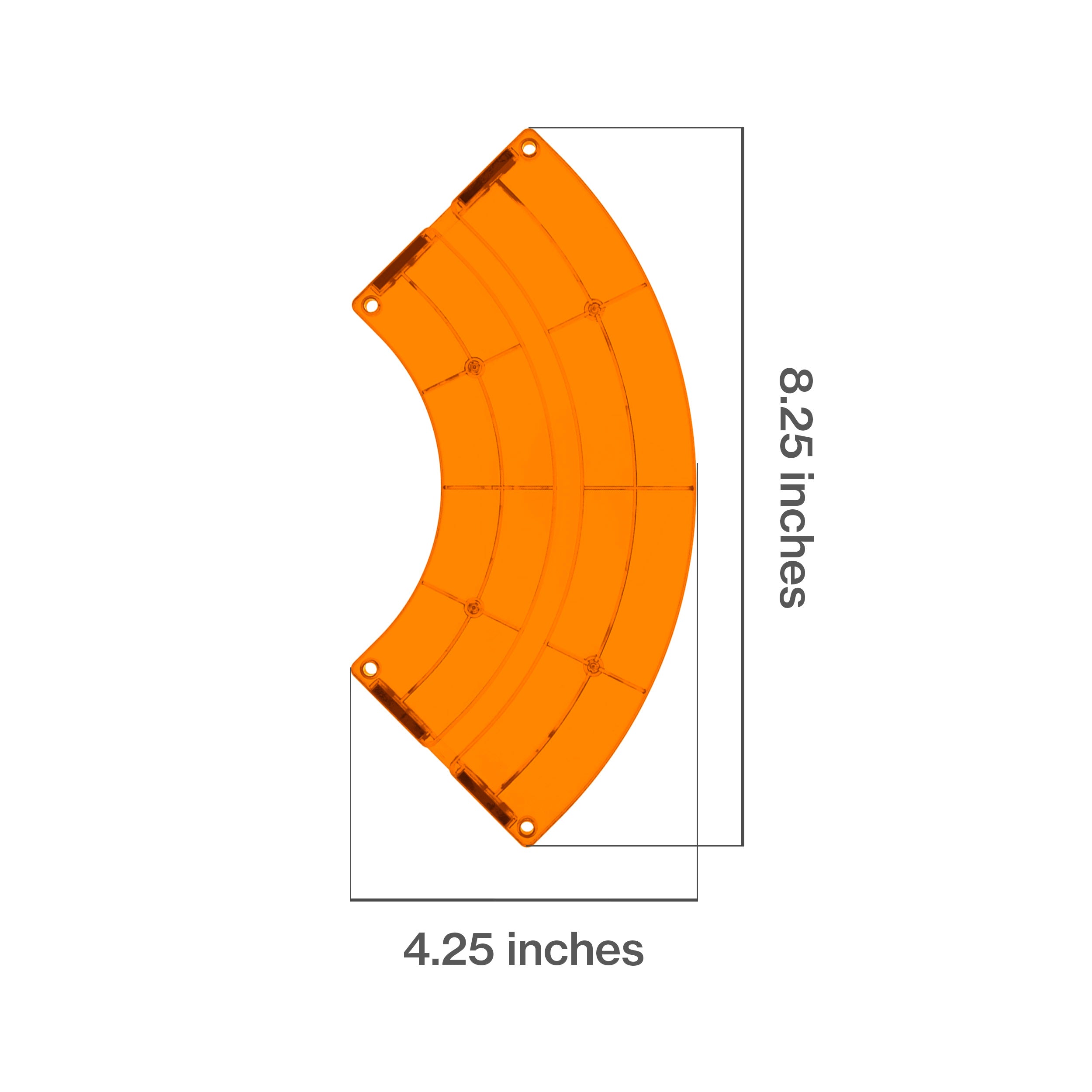 PicassoTiles 4 Piece Orange Race Car Track Quarter Round Magnetic Tiles