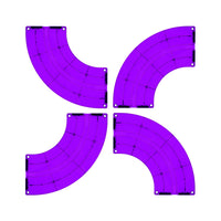 PicassoTiles 4 Piece Purple Race Car Track Quarter Round Magnetic Tiles