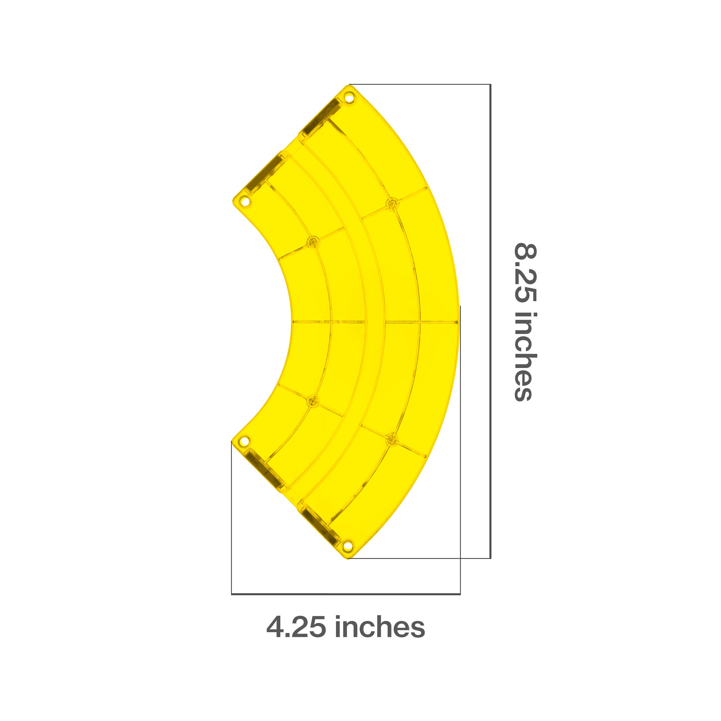 PicassoTiles 4 Piece Yellow Race Car Track Quarter Round Magnetic Tiles