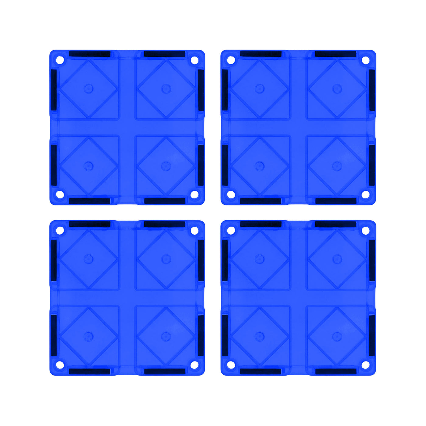 PicassoTiles 4 Piece Blue Race Car Track Short Magnetic Tiles
