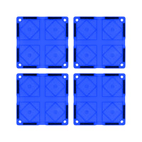 PicassoTiles 4 Piece Blue Race Car Track Short Magnetic Tiles