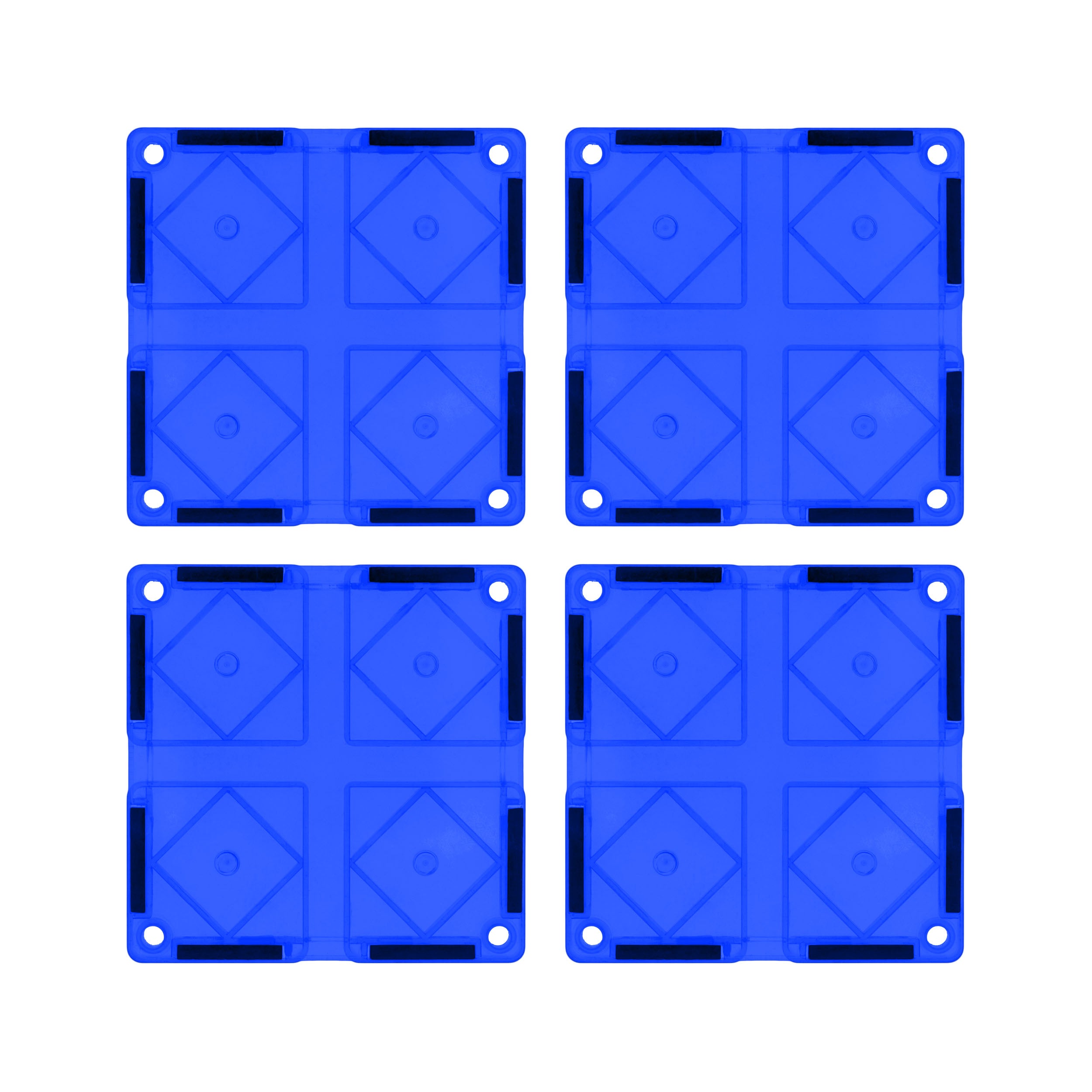 PicassoTiles 4 Piece Blue Race Car Track Short Magnetic Tiles
