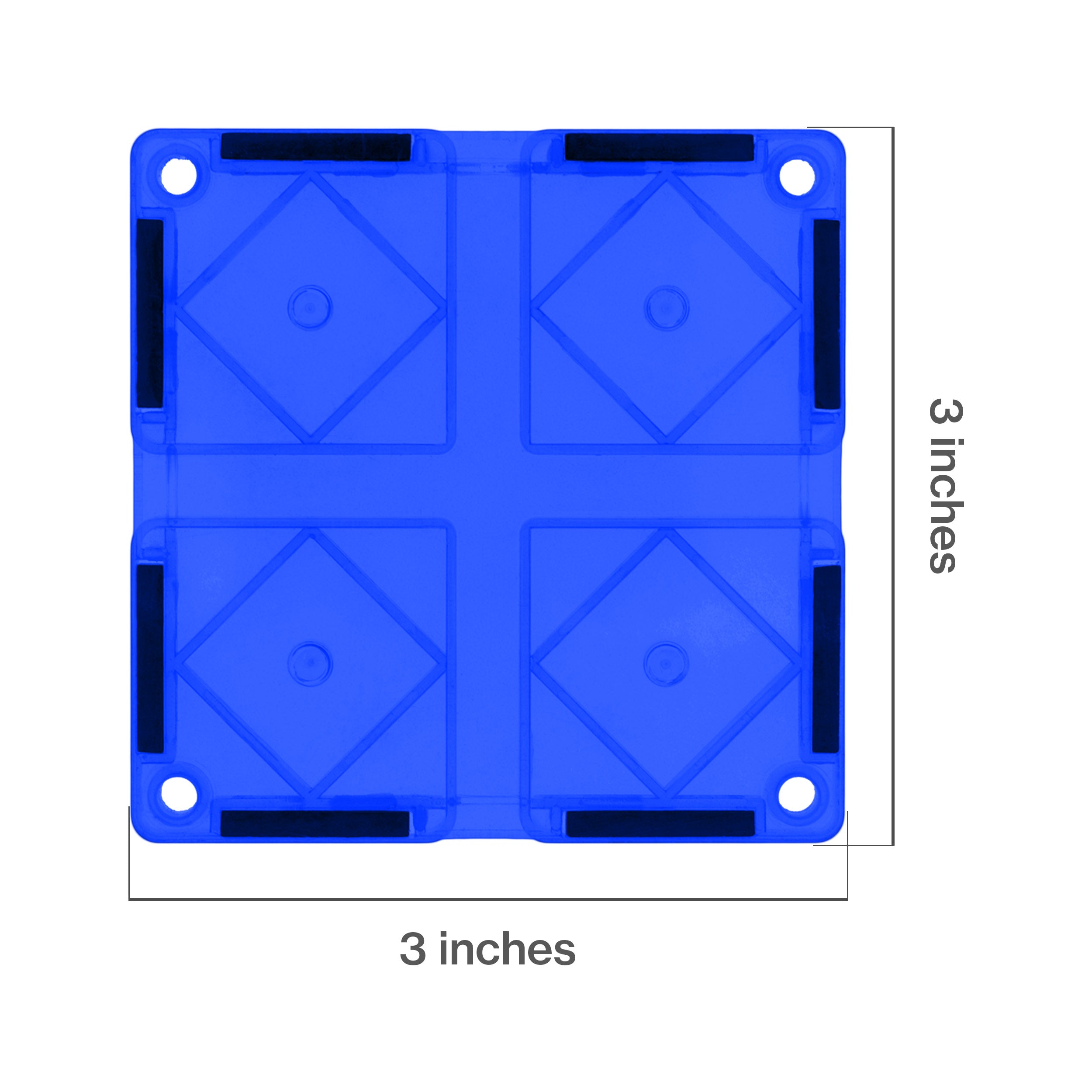 PicassoTiles 4 Piece Blue Race Car Track Short Magnetic Tiles