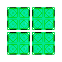 PicassoTiles 4 Piece Green Race Car Track Short Magnetic Tiles
