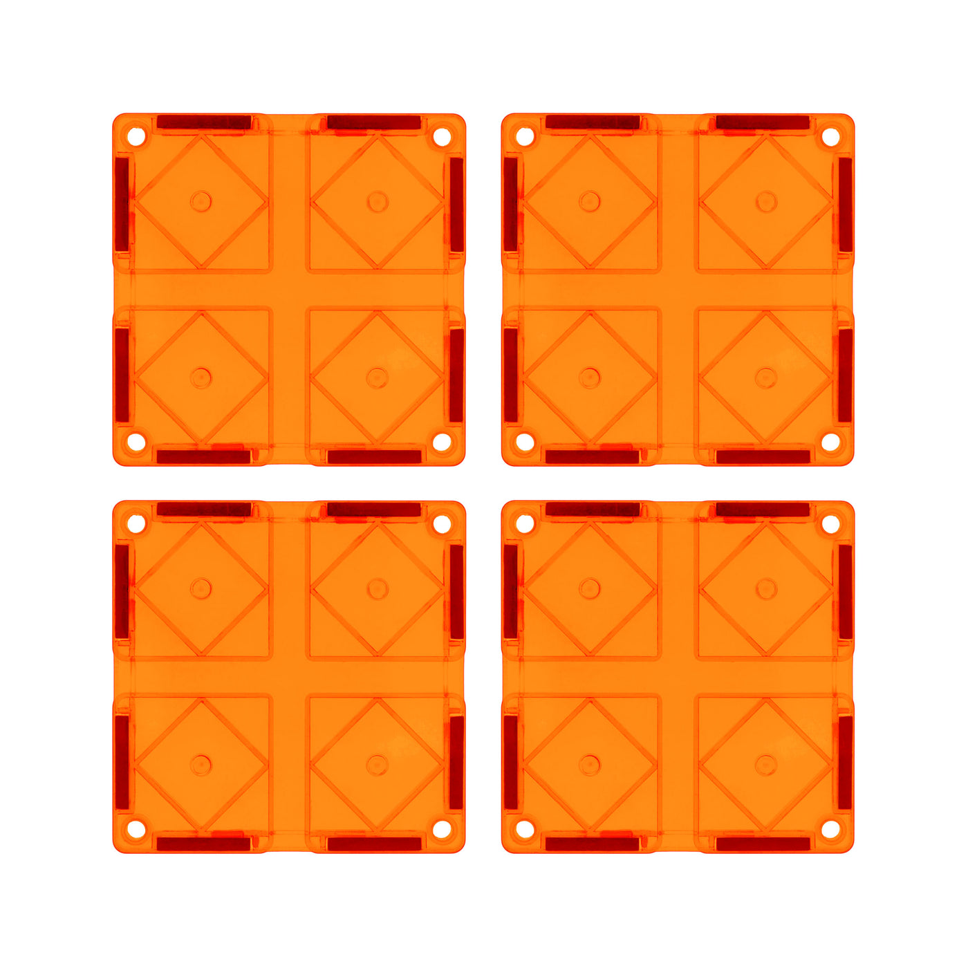 PicassoTiles 4 Piece Orange Race Car Track Short Magnetic Tiles