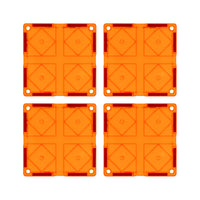 PicassoTiles 4 Piece Orange Race Car Track Short Magnetic Tiles
