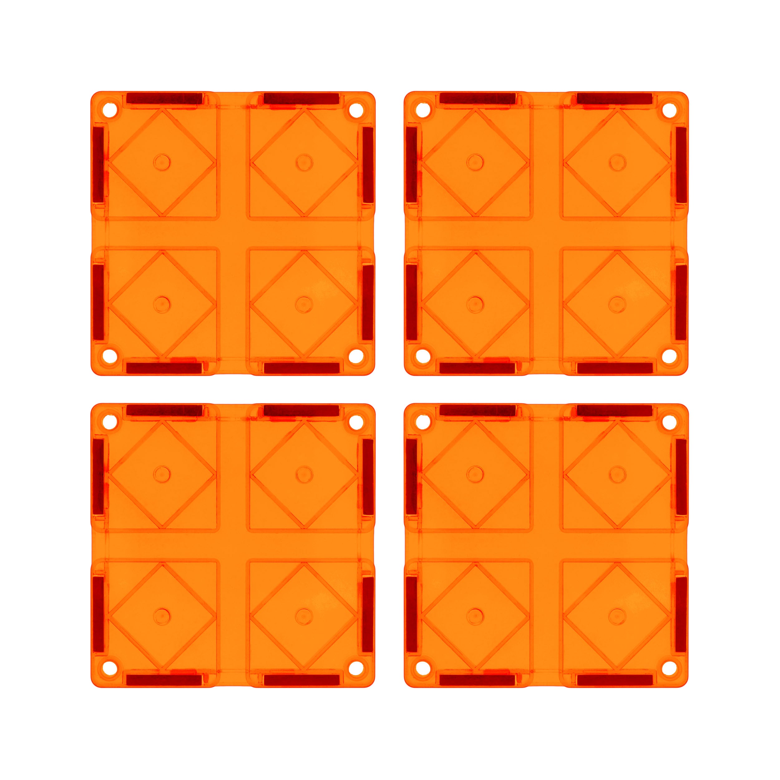 PicassoTiles 4 Piece Orange Race Car Track Short Magnetic Tiles