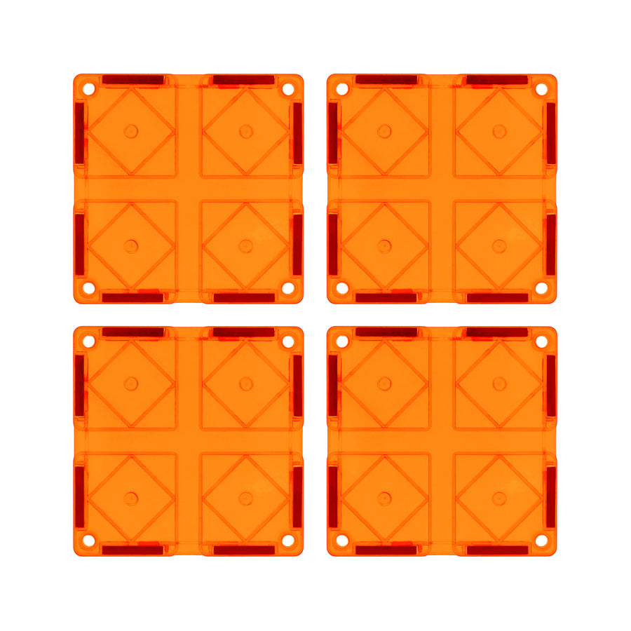 PicassoTiles 4 Piece Orange Race Car Track Short Magnetic Tiles
