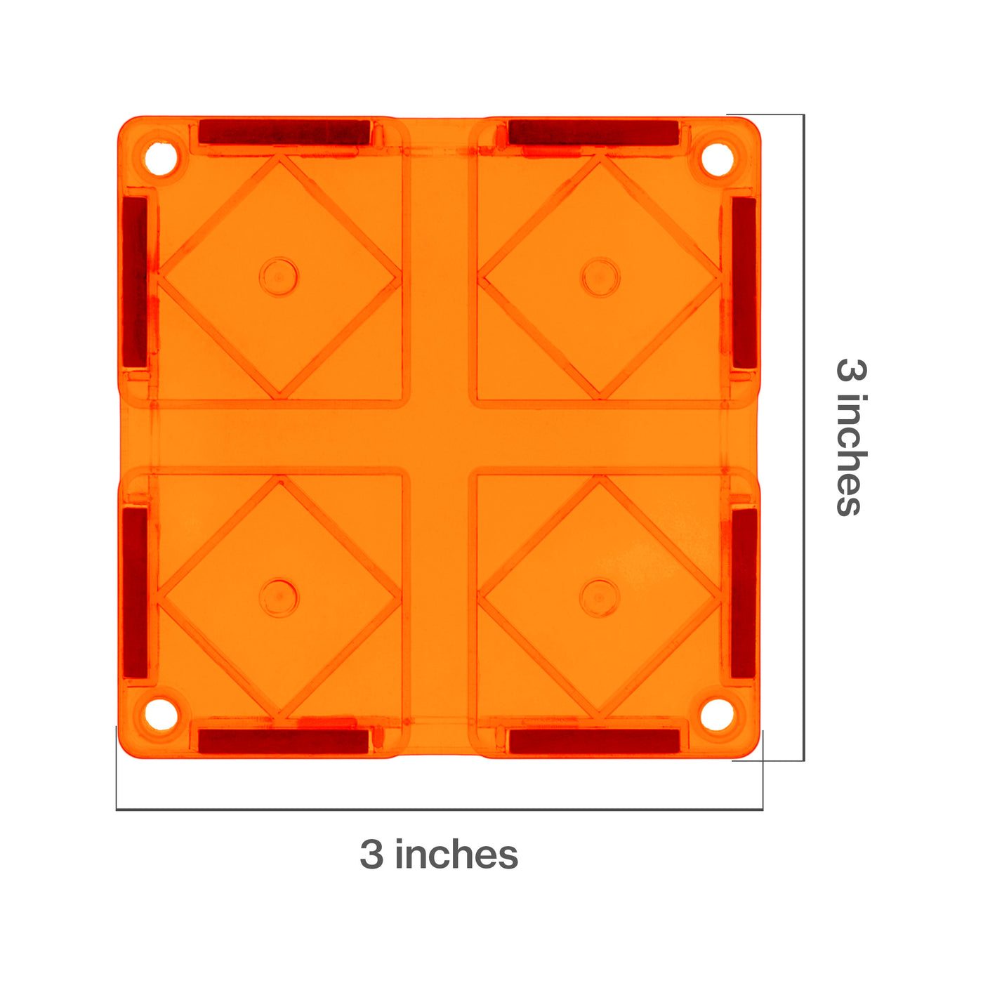 PicassoTiles 4 Piece Orange Race Car Track Short Magnetic Tiles