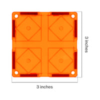 PicassoTiles 4 Piece Orange Race Car Track Short Magnetic Tiles