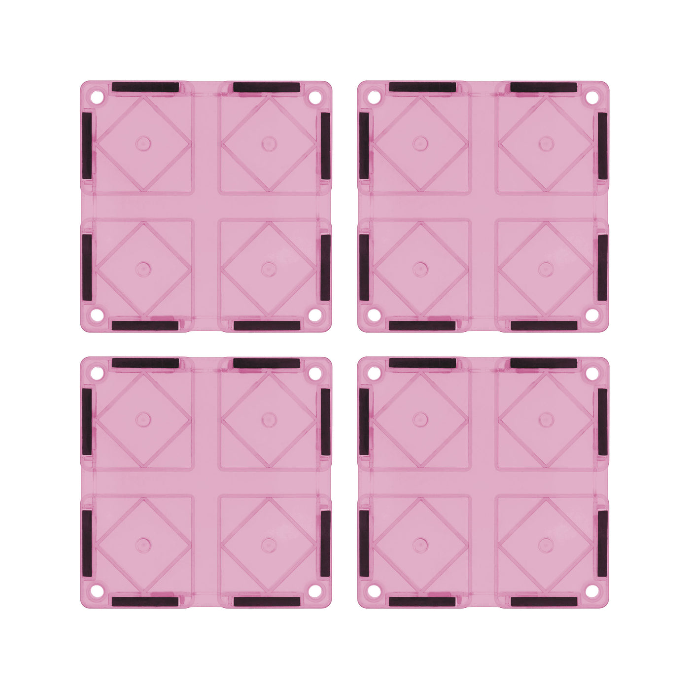 PicassoTiles 4 Piece Pink Race Car Track Short Magnetic Tiles