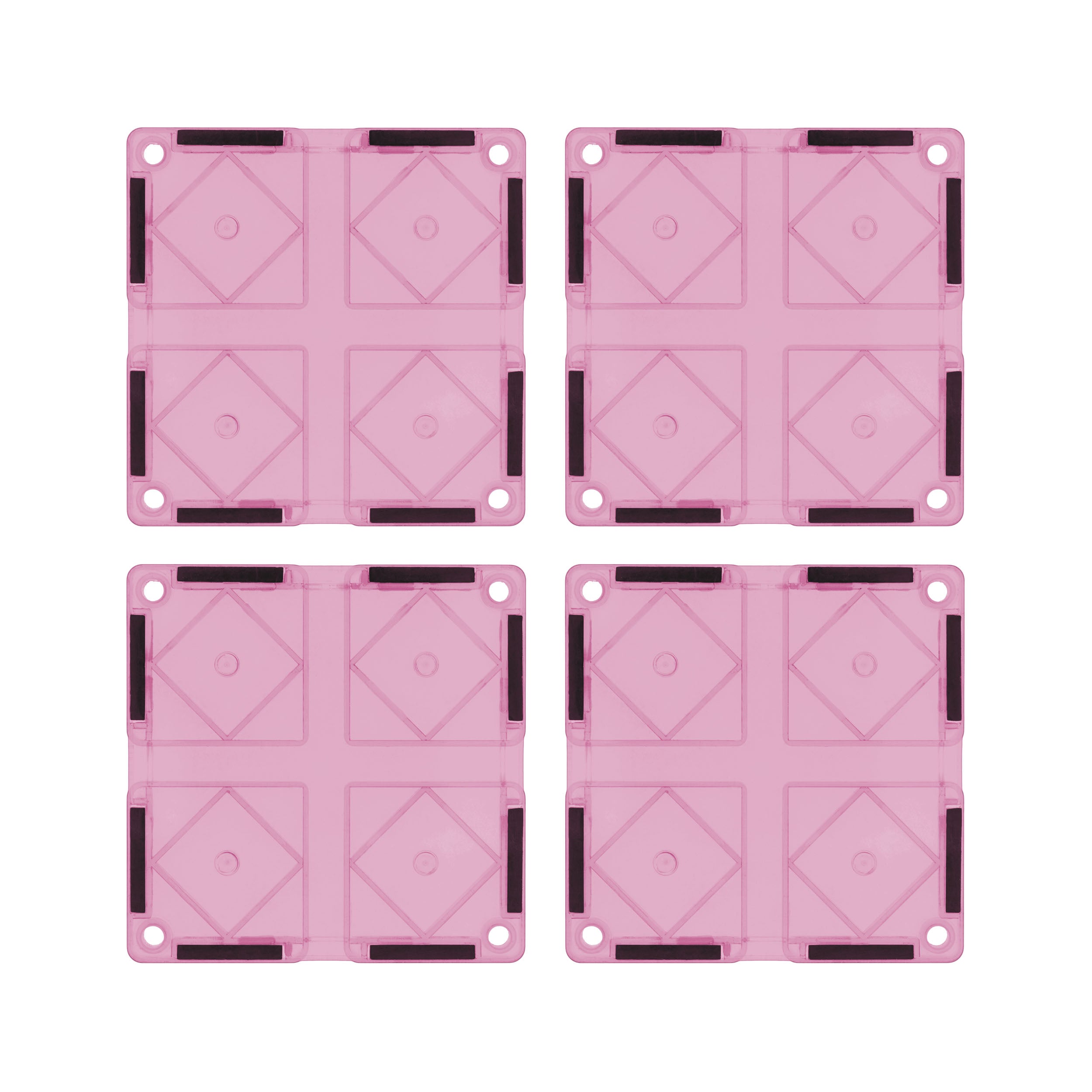 PicassoTiles 4 Piece Pink Race Car Track Short Magnetic Tiles