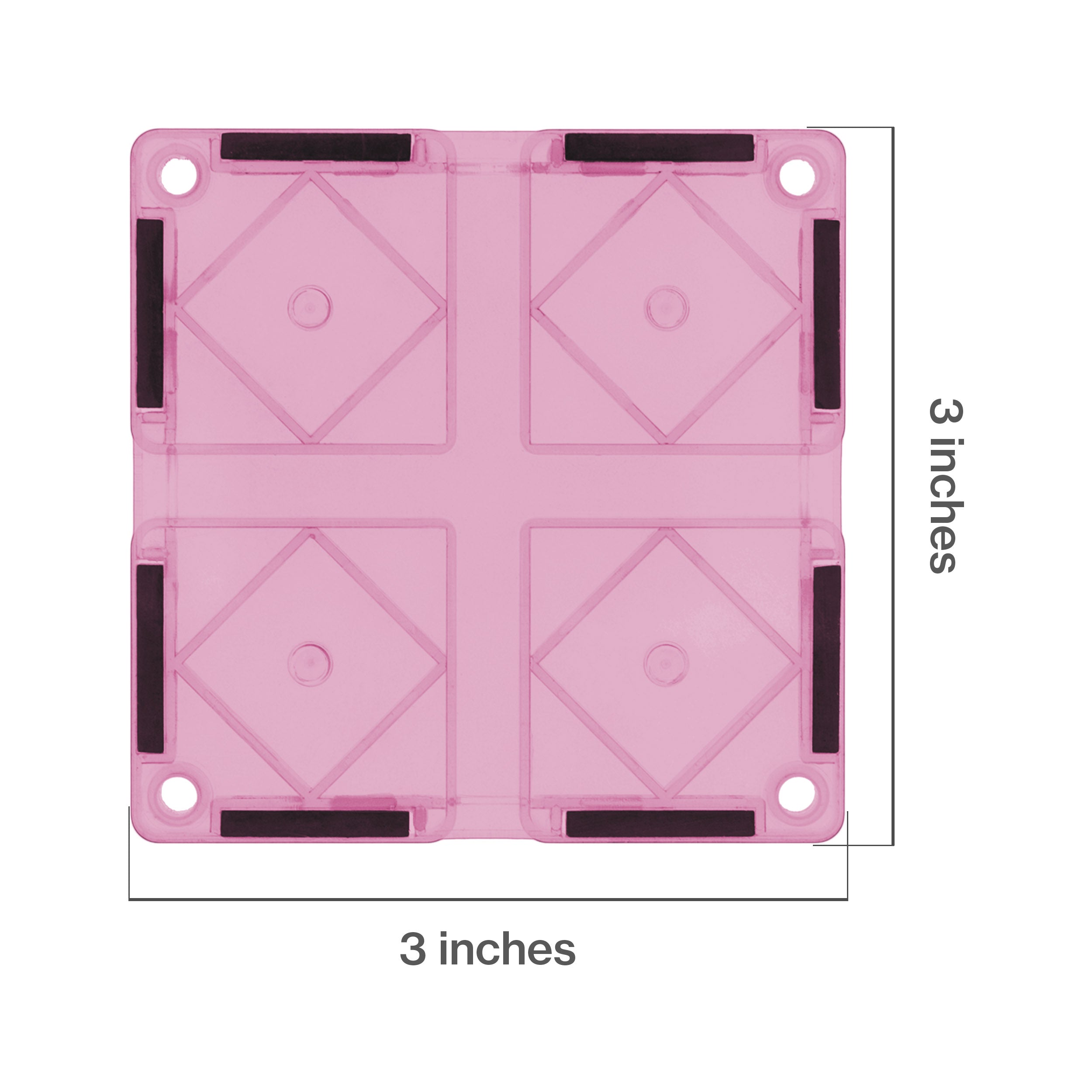 PicassoTiles 4 Piece Pink Race Car Track Short Magnetic Tiles