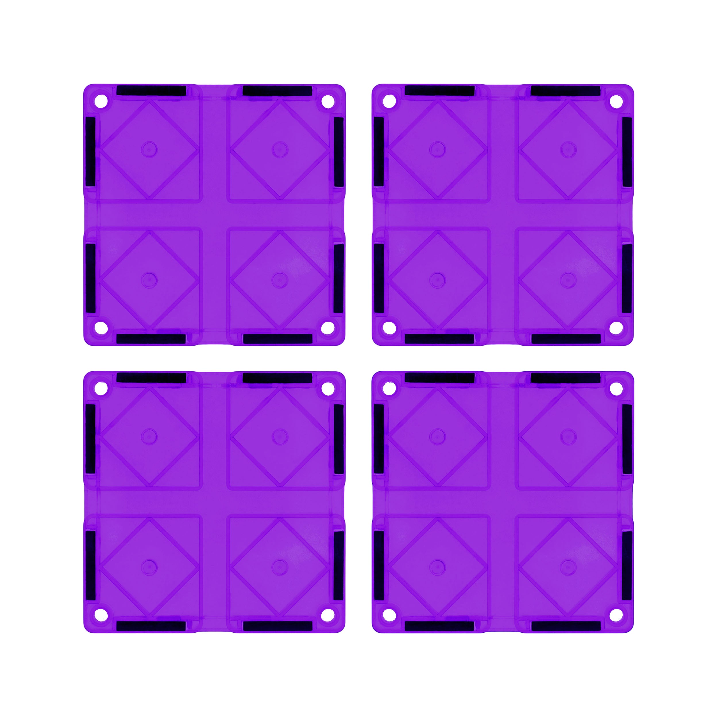 PicassoTiles 4 Piece Purple Race Car Track Short Magnetic Tiles