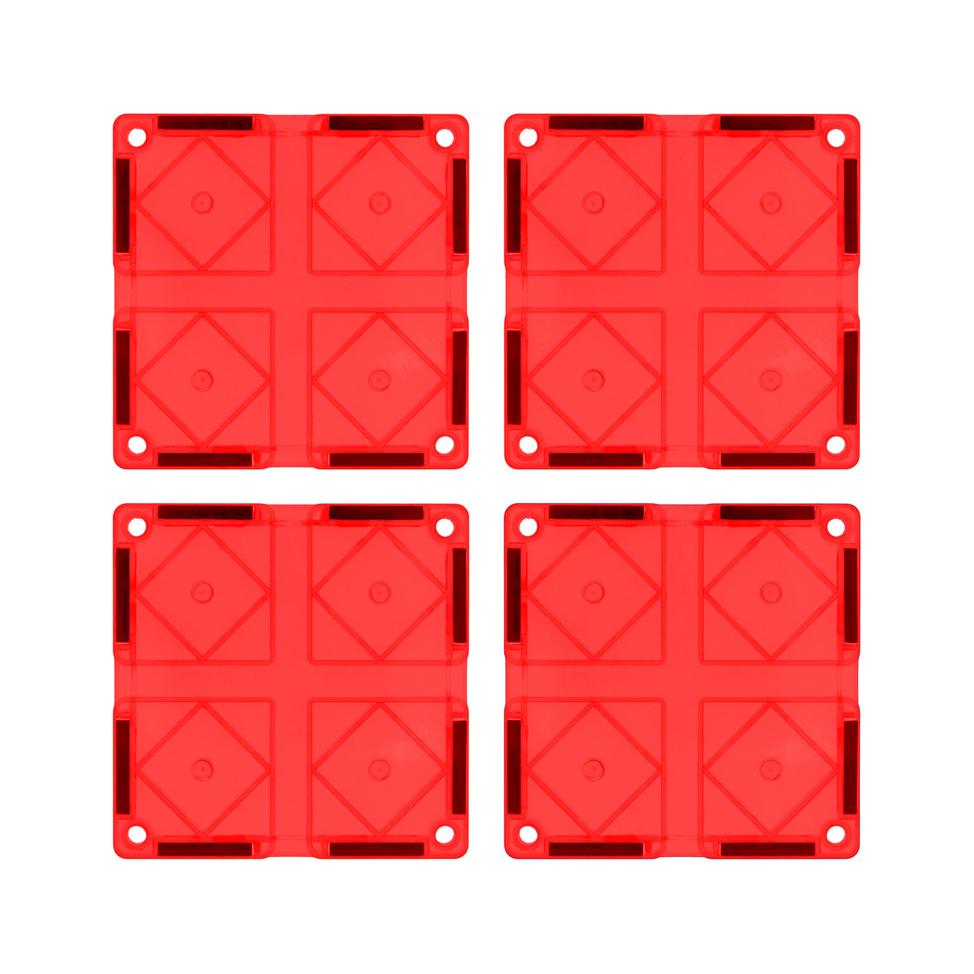 PicassoTiles 4 Piece Red Race Car Track Short Magnetic Tiles