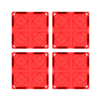 PicassoTiles 4 Piece Red Race Car Track Short Magnetic Tiles