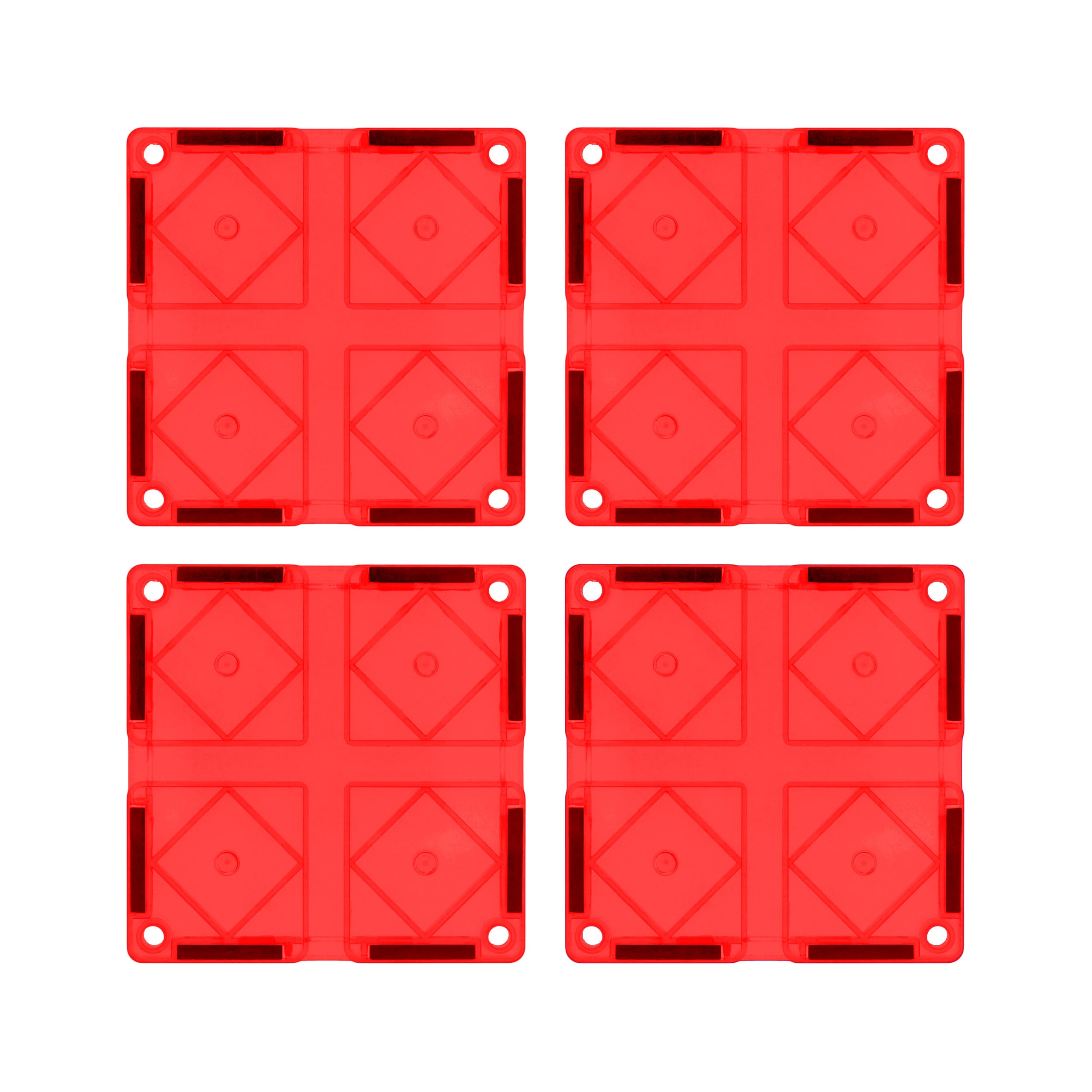 PicassoTiles 4 Piece Red Race Car Track Short Magnetic Tiles