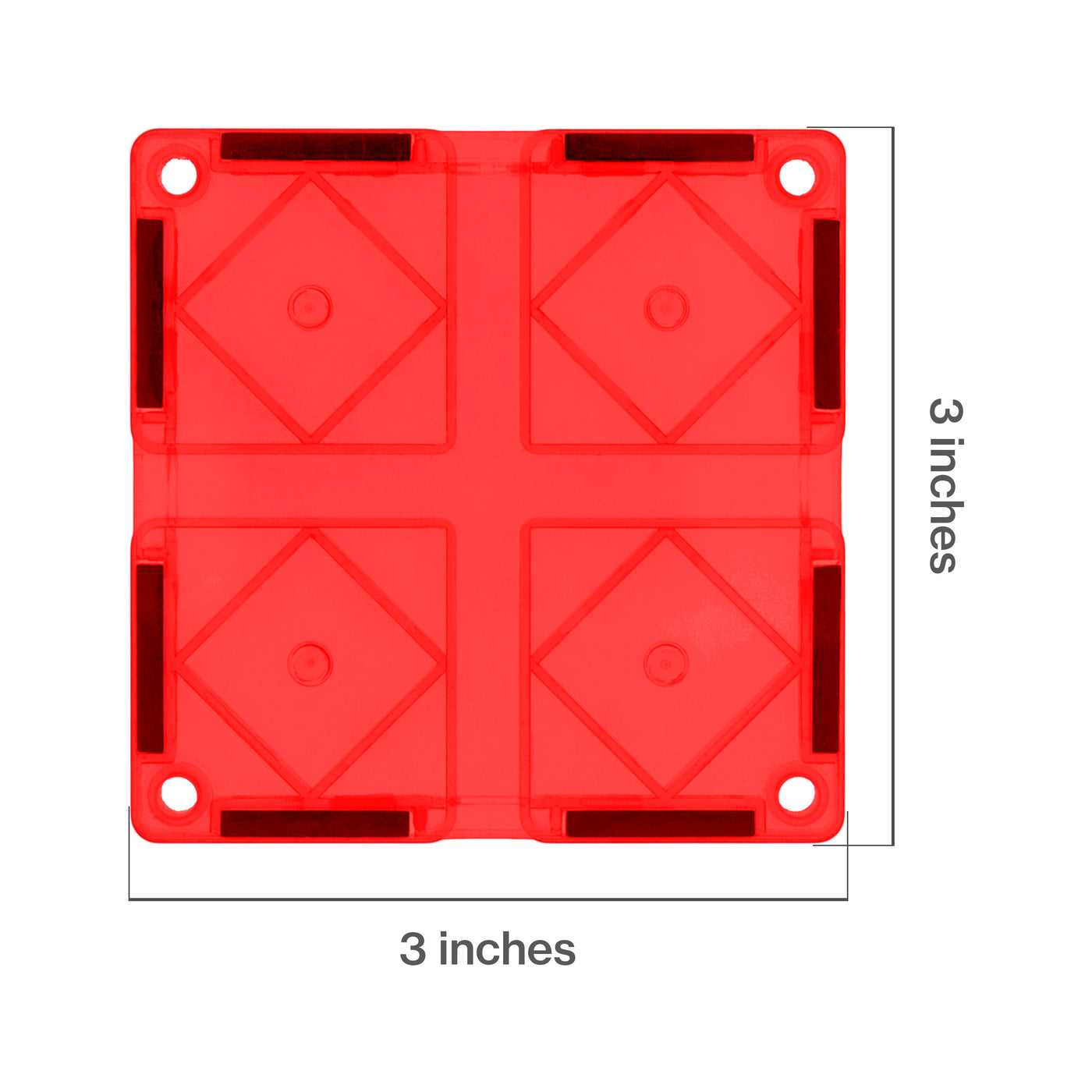 PicassoTiles 4 Piece Red Race Car Track Short Magnetic Tiles
