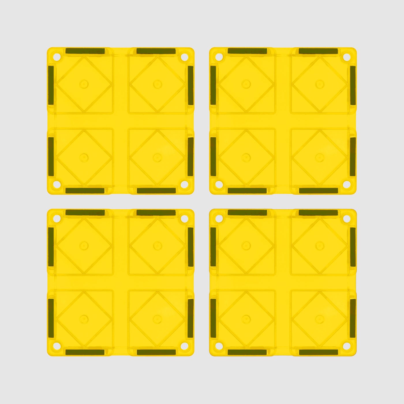 PicassoTiles 4 Piece Yellow Race Car Track Short Magnetic Tiles