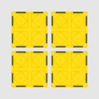 PicassoTiles 4 Piece Yellow Race Car Track Short Magnetic Tiles