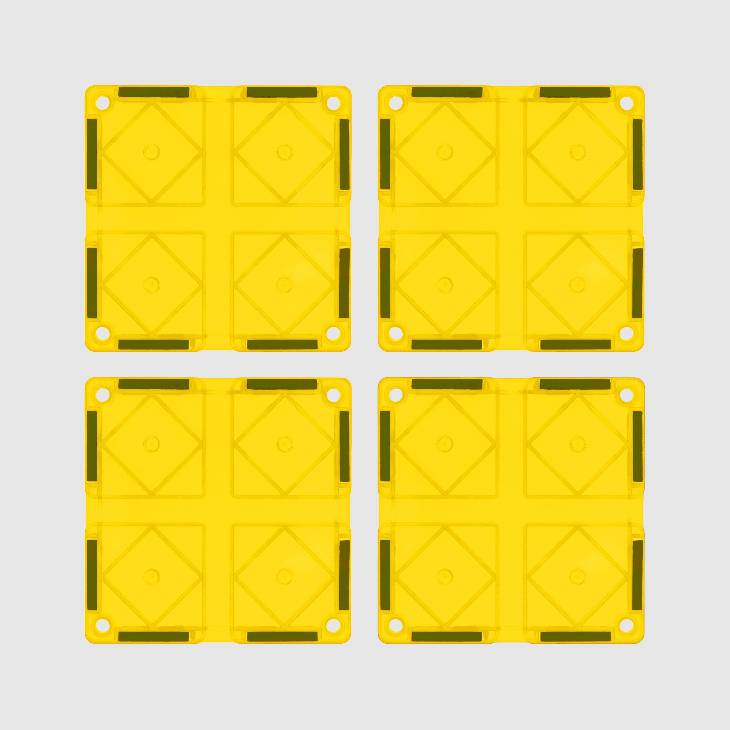 PicassoTiles 4 Piece Yellow Race Car Track Short Magnetic Tiles
