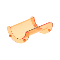 Single translucent orange straight plastic track piece with connector pegs