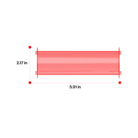 Translucent red straight plastic track piece with dimensions 2.17 inches in height and 5.91 inches in length.