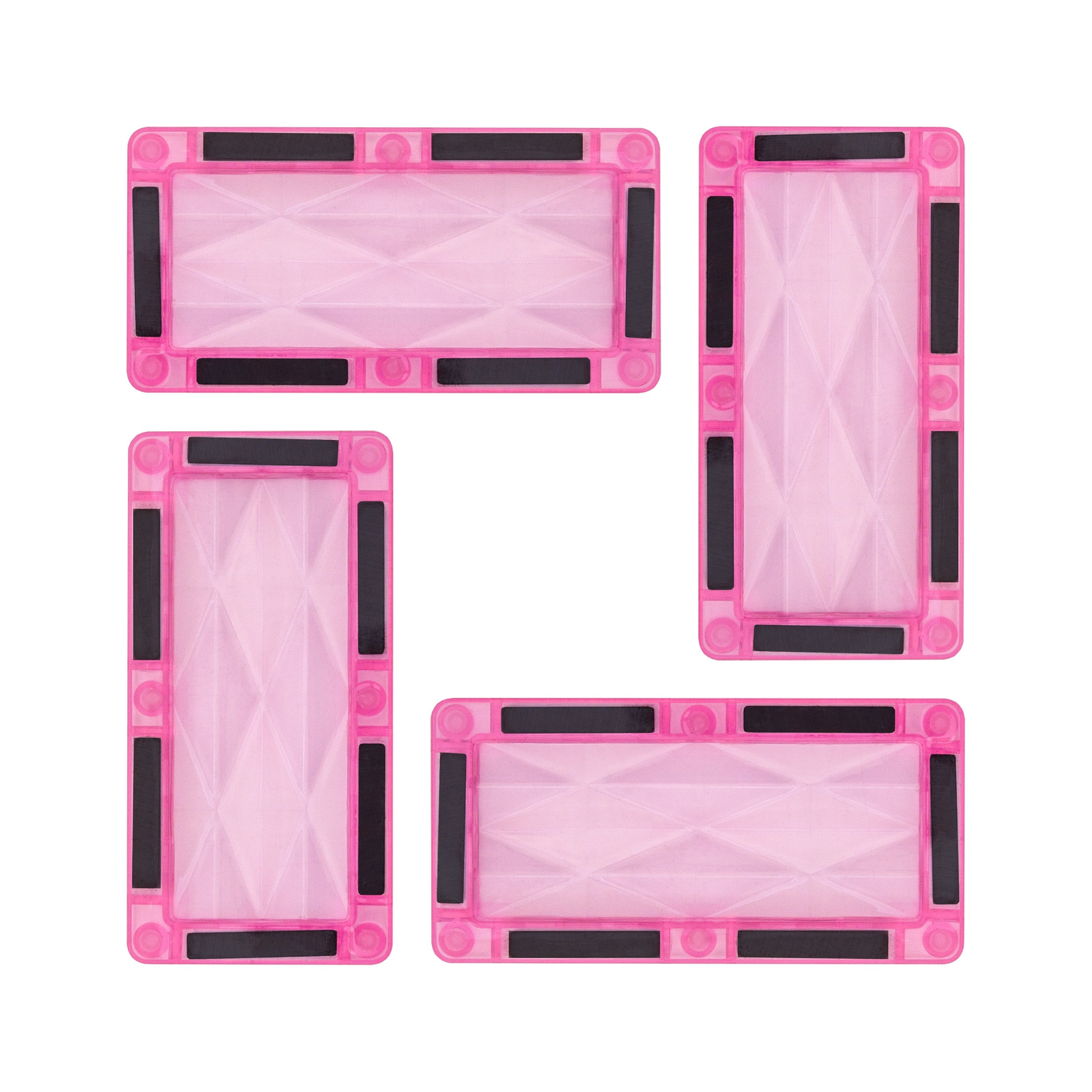 PicassoTiles 4 Piece Pink Rectangle Prism Surface Magnet Tiles