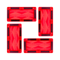 PicassoTiles 4 Piece Red Rectangle Prism Surface Magnet Tiles