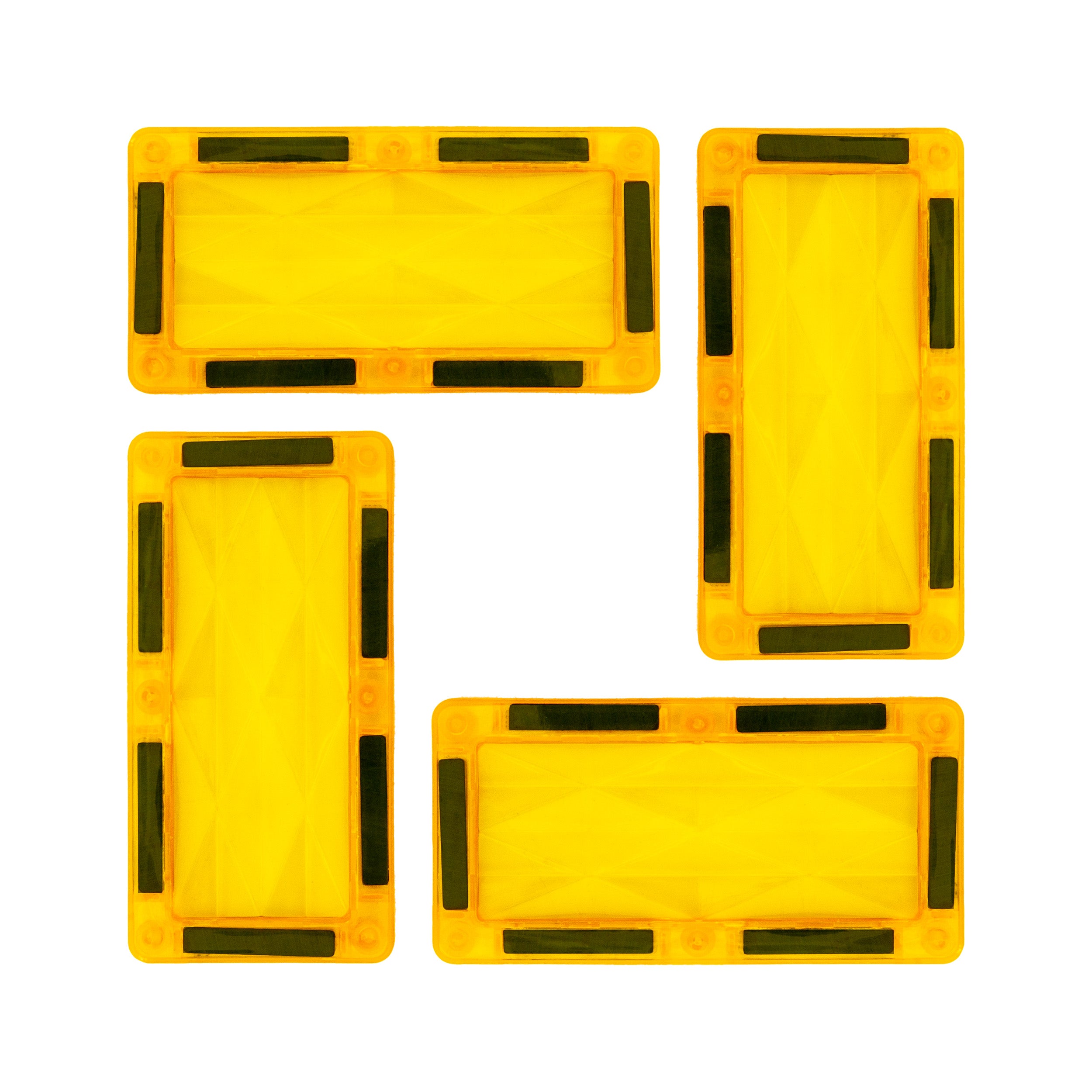 PicassoTiles 4 Piece Yellow Rectangle Prism Surface Magnet Tiles
