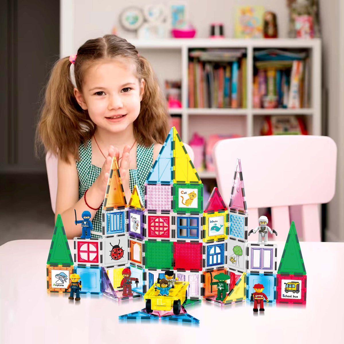 100pc Magnetic Tiles with Carry Case, Ages 3+ | PicassoTiles
