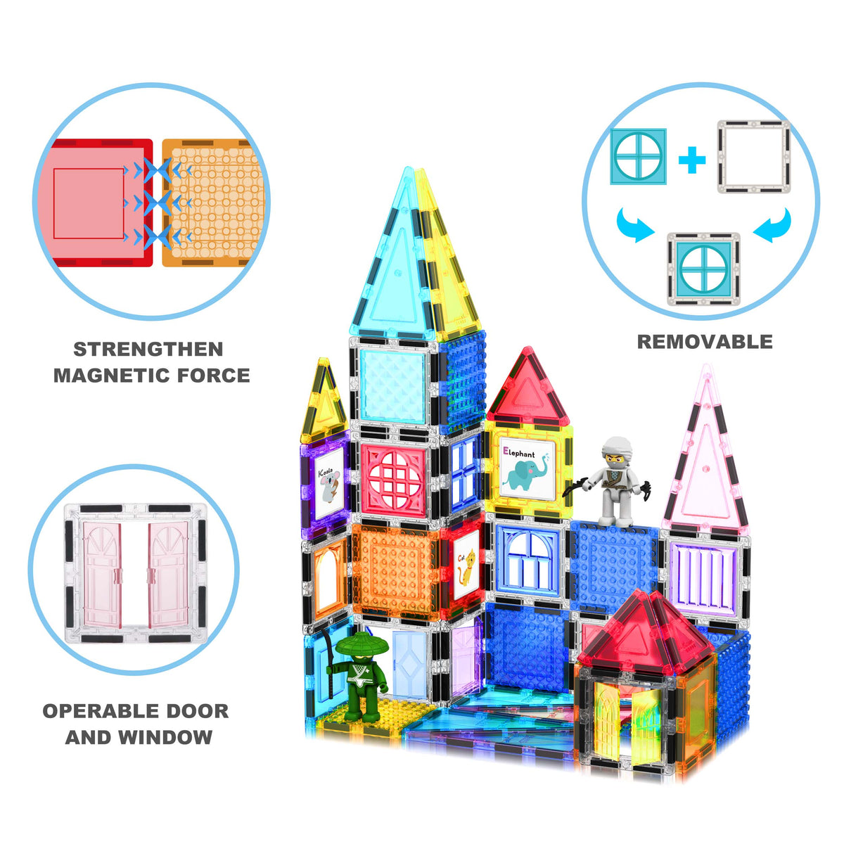 100pc Magnetic Tiles with Carry Case, Ages 3+ | PicassoTiles