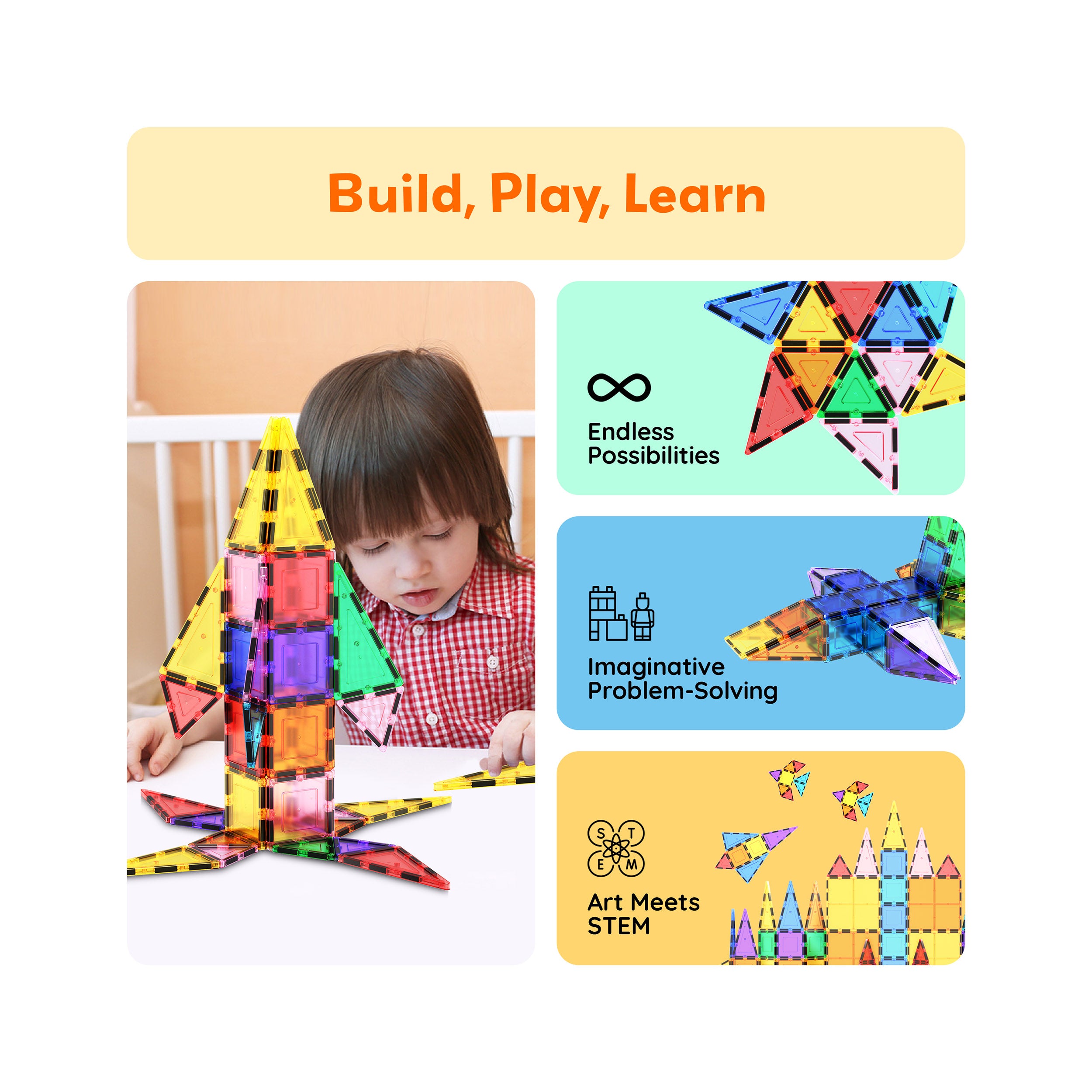PicassoTiles Magnetic Tiles with Toy Carry Case - 101 Pieces
