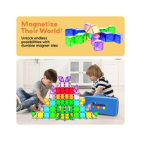 PicassoTiles Magnetic Tiles with Toy Carry Case - 101 Pieces