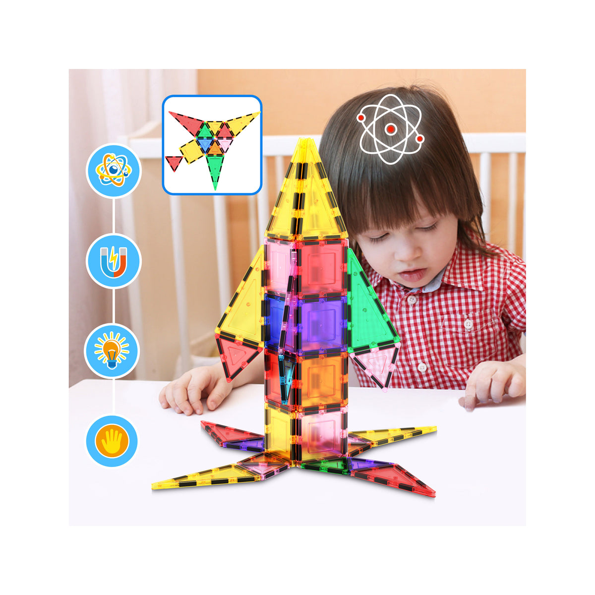 PicassoTiles Magnetic Tiles with Toy Carry Case - 101 Pieces · PicassoTiles