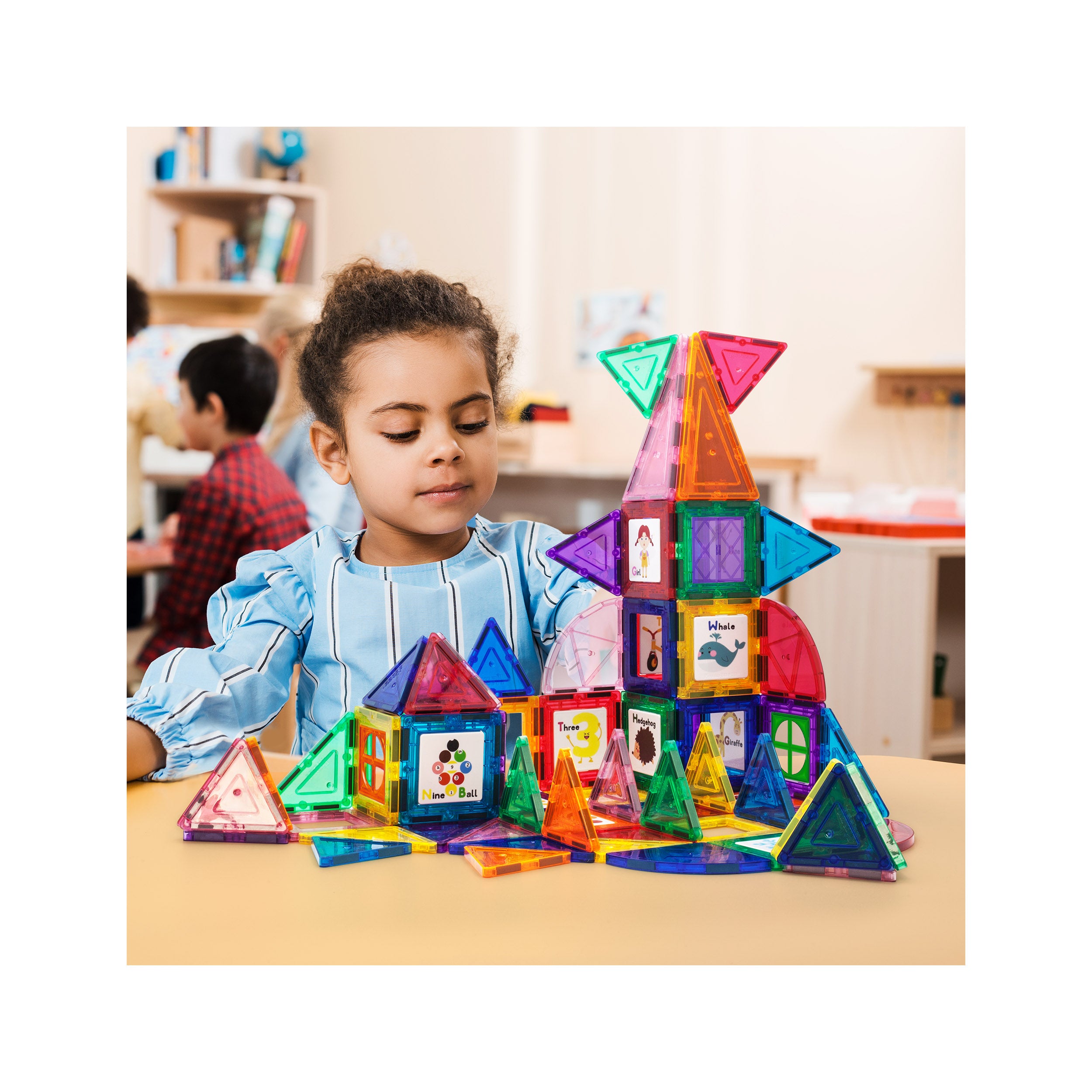 PicassoTiles 102 Piece Magnetic Building Tile Set w/Educational
