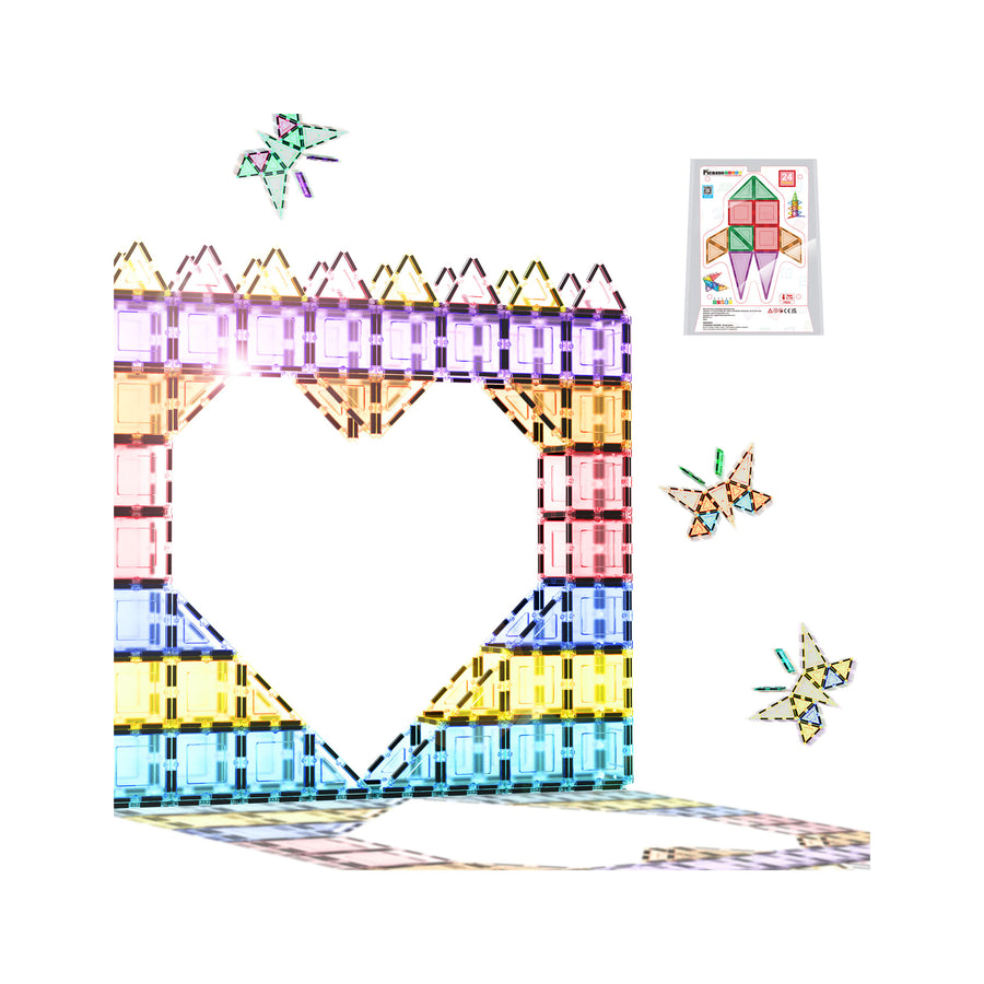 PicassoTiles Magnet Building Tiles Classic 24 Piece