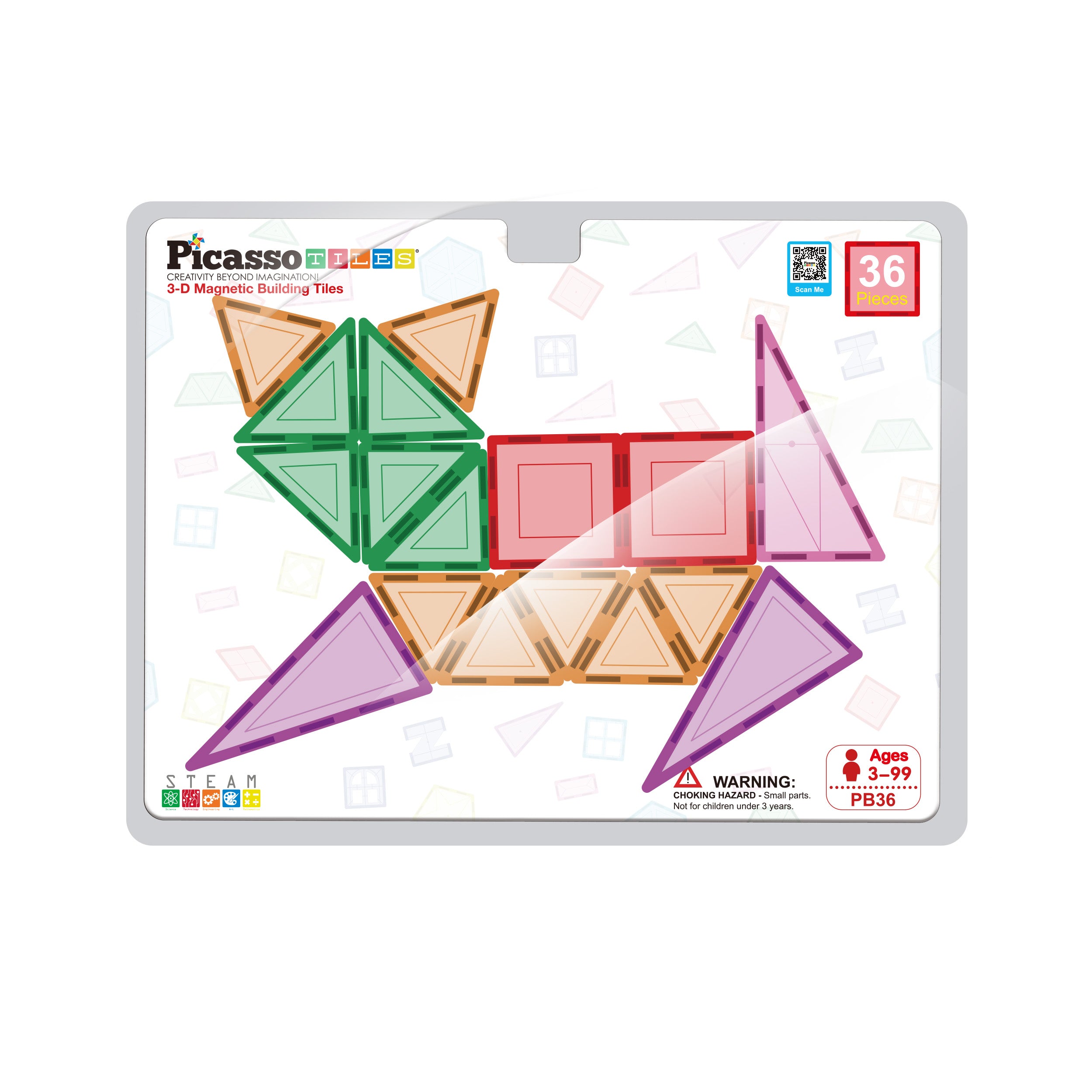 PicassoTiles 36pc Magnet Tile Building Block Toy Set PicassoTiles
