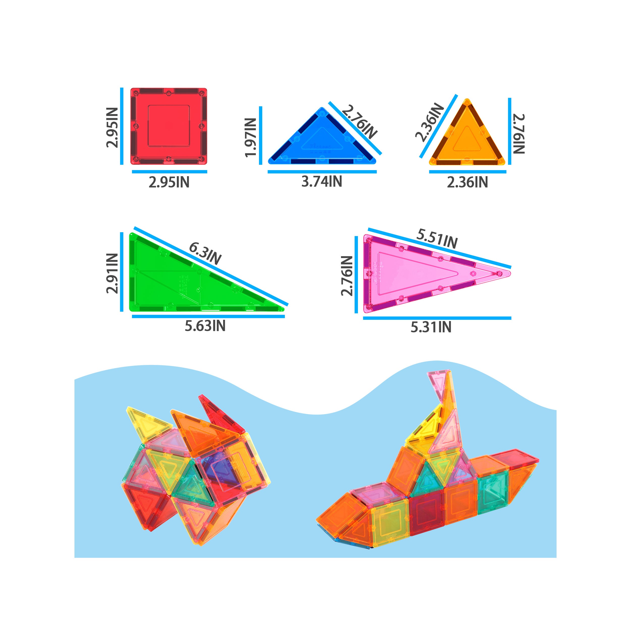 テングベイツ セット 36pc Magnetic Tile Starter Set for Building Ideas| PicassoTiles