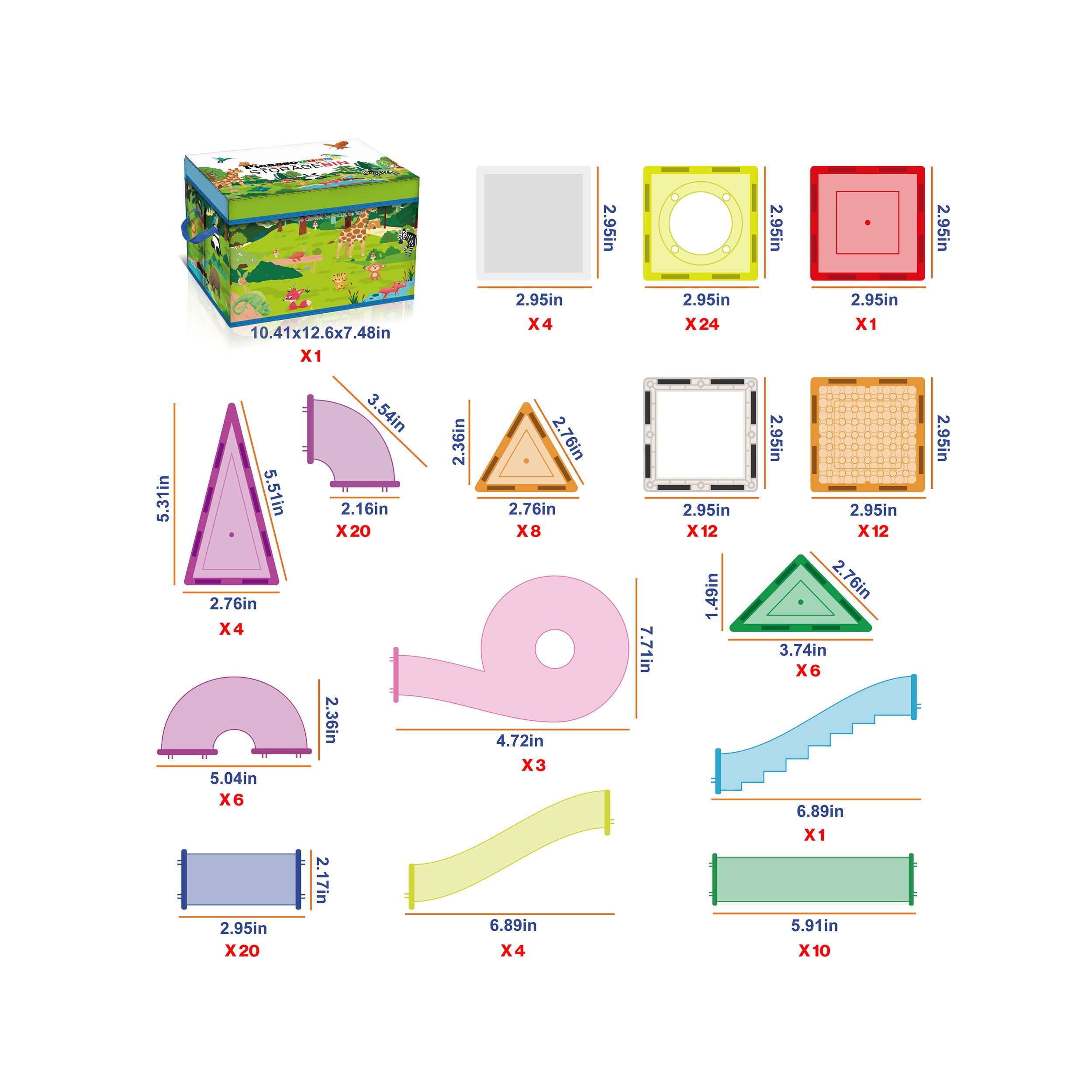 PicassoTiles 700 piece Brick Building Blocks, Magnetic Tiles and Marble Run Set