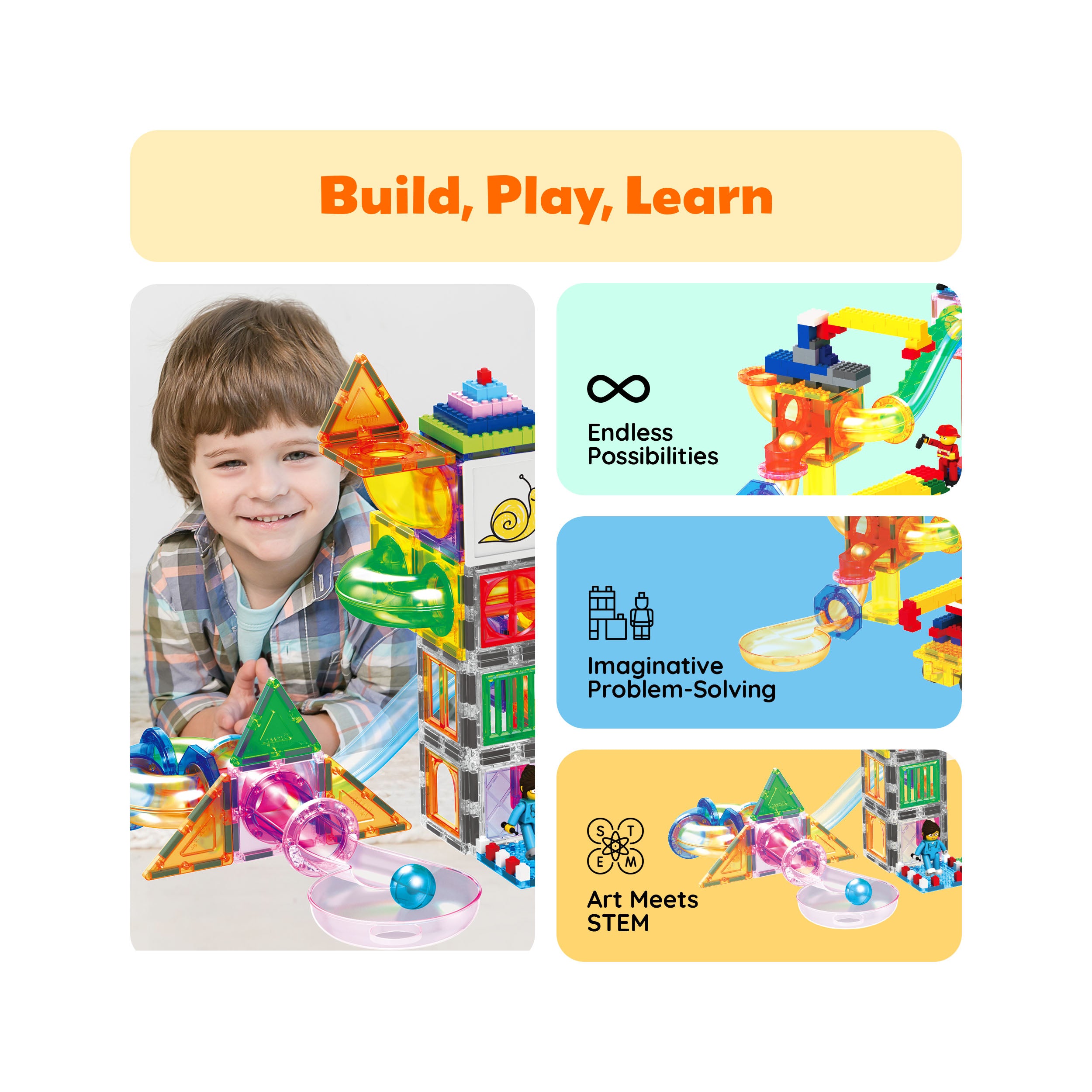 PicassoTiles 700 piece Brick Building Blocks, Magnetic Tiles and Marble Run Set