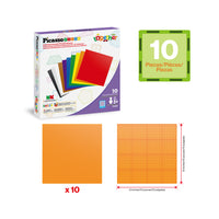 PicassoTiles 10"x10" Classic Multi Color Building Brick Plates - 10 Pack