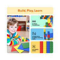 PicassoTiles Stackable 5"x5" Base Plates Playset for Building Bricks