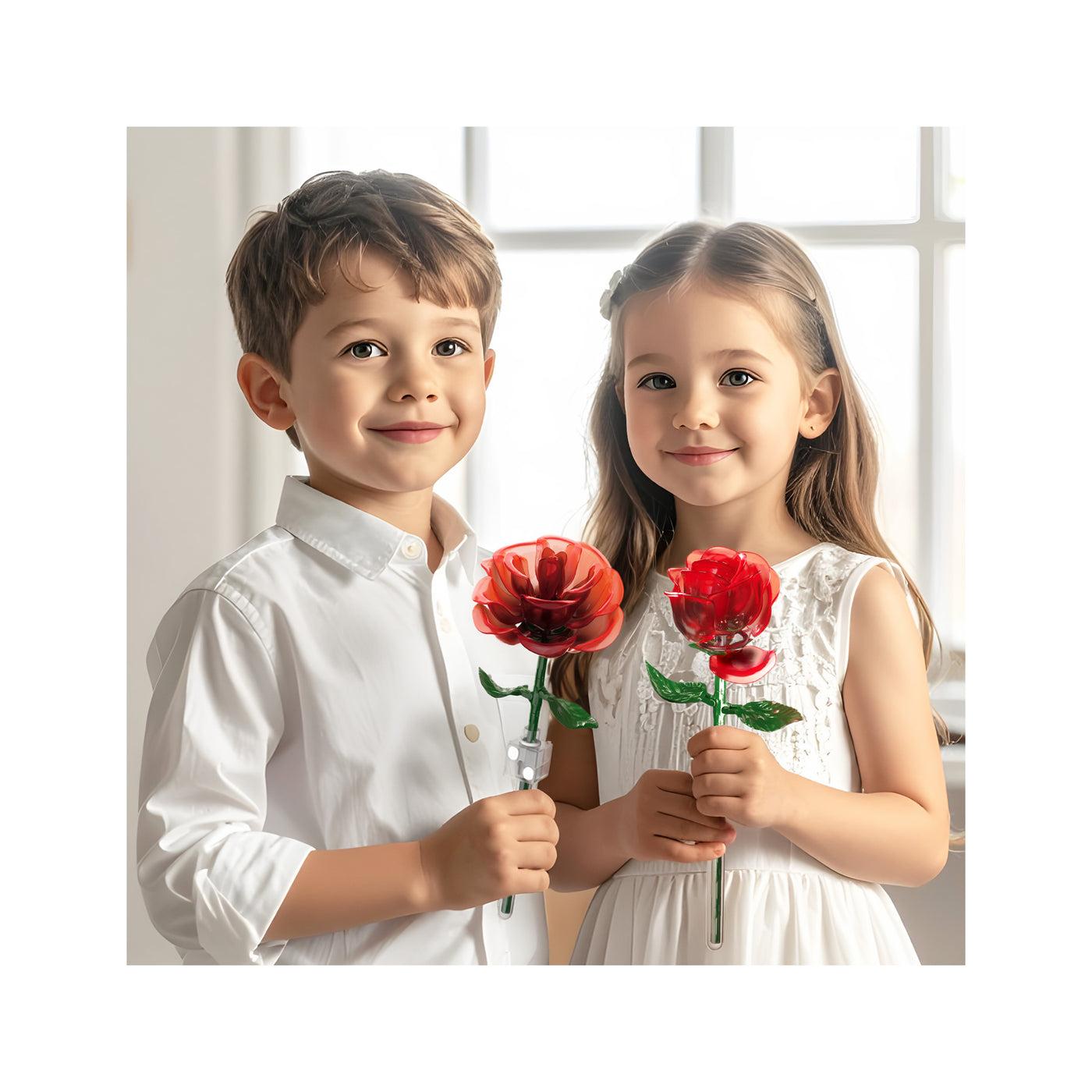 PicassoTiles Red Stem Roses Building Kit 90pc