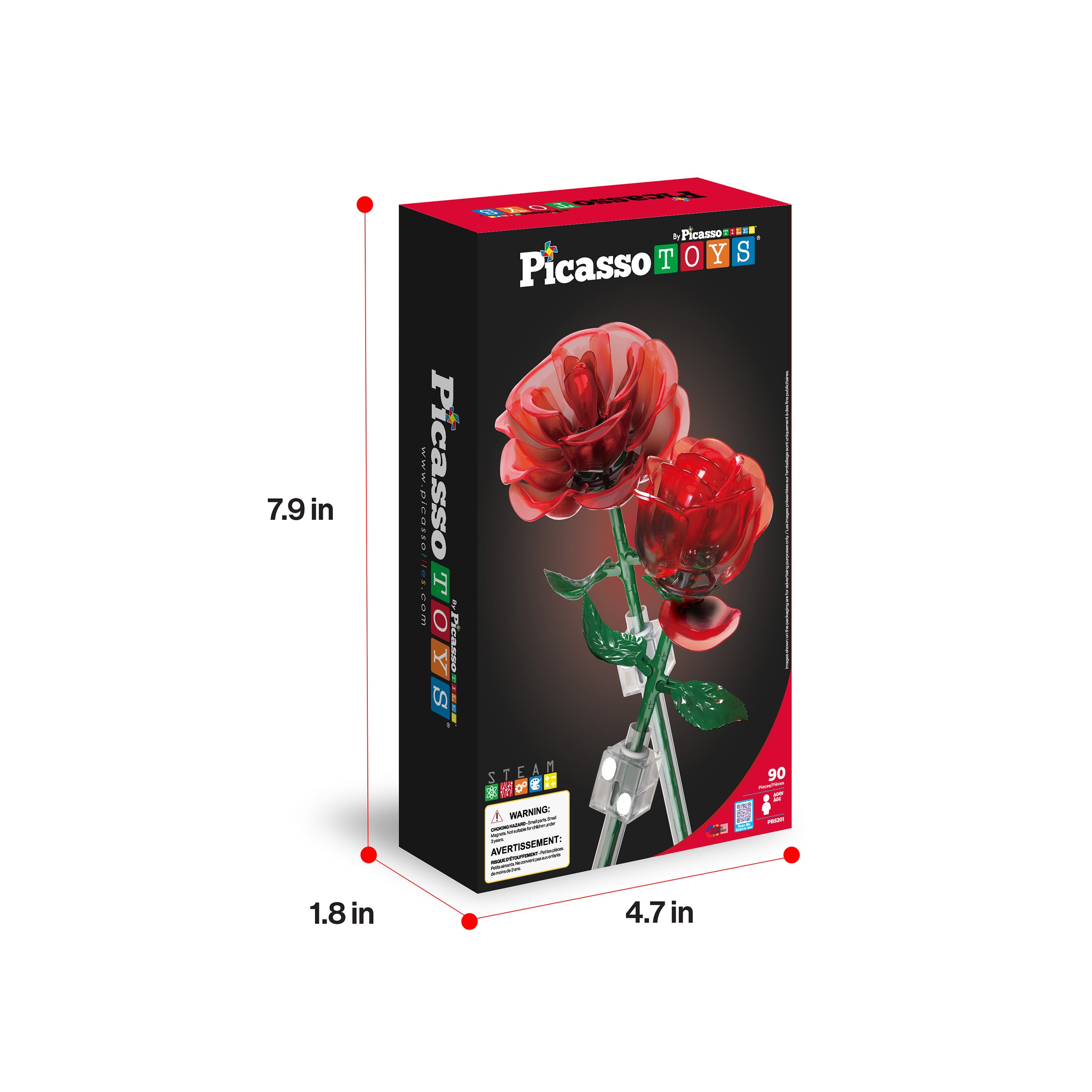 PicassoTiles Red Stem Roses Building Kit 90pc