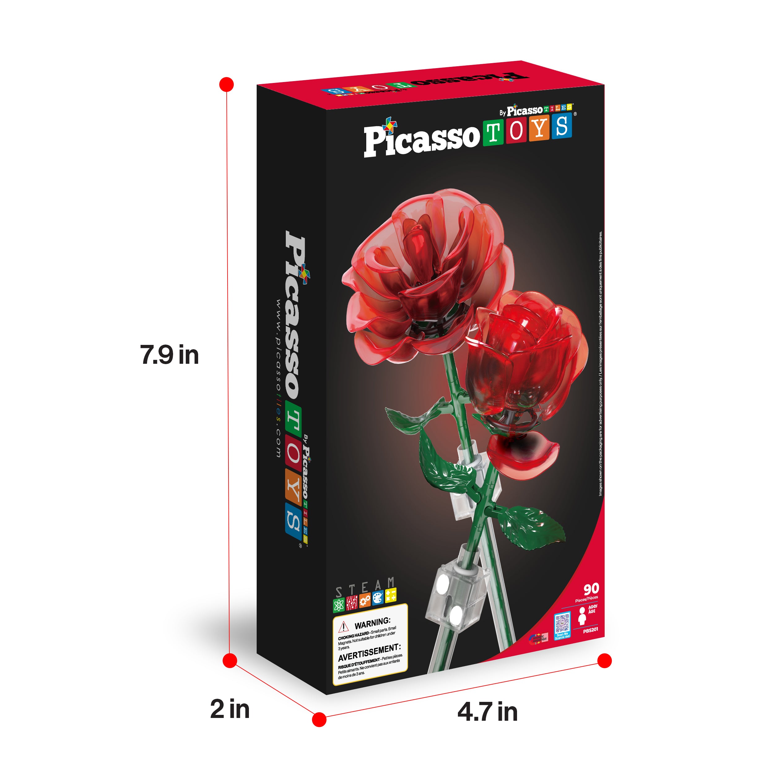 PicassoTiles Red Stem Roses Building Kit 90pc