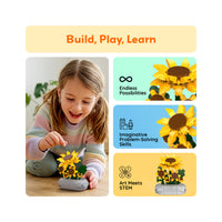 PicassoTiles 130pc STEM Sunflower Building Set with Vase