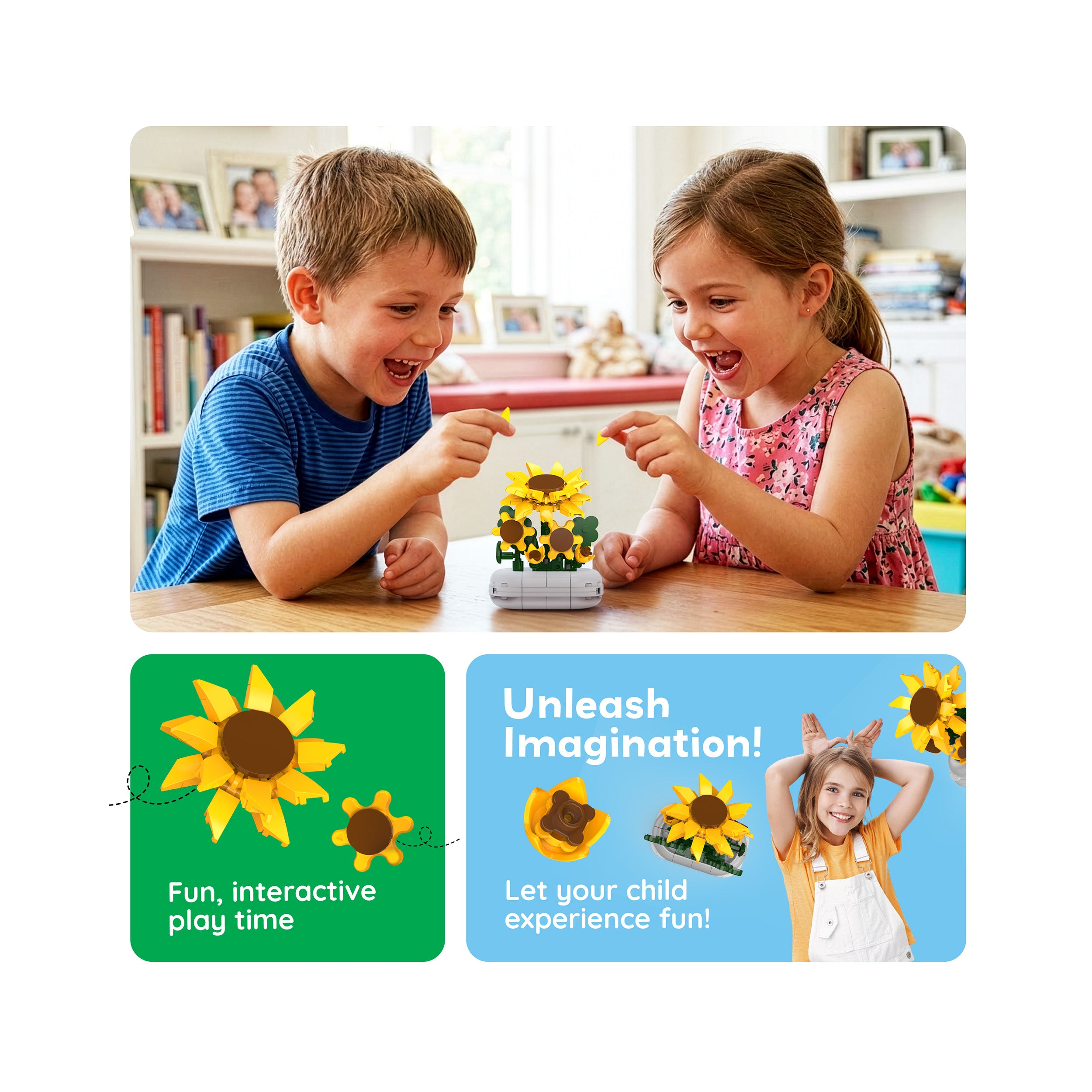 PicassoTiles 130pc STEM Sunflower Building Set with Vase