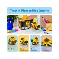 PicassoTiles 130pc STEM Sunflower Building Set with Vase