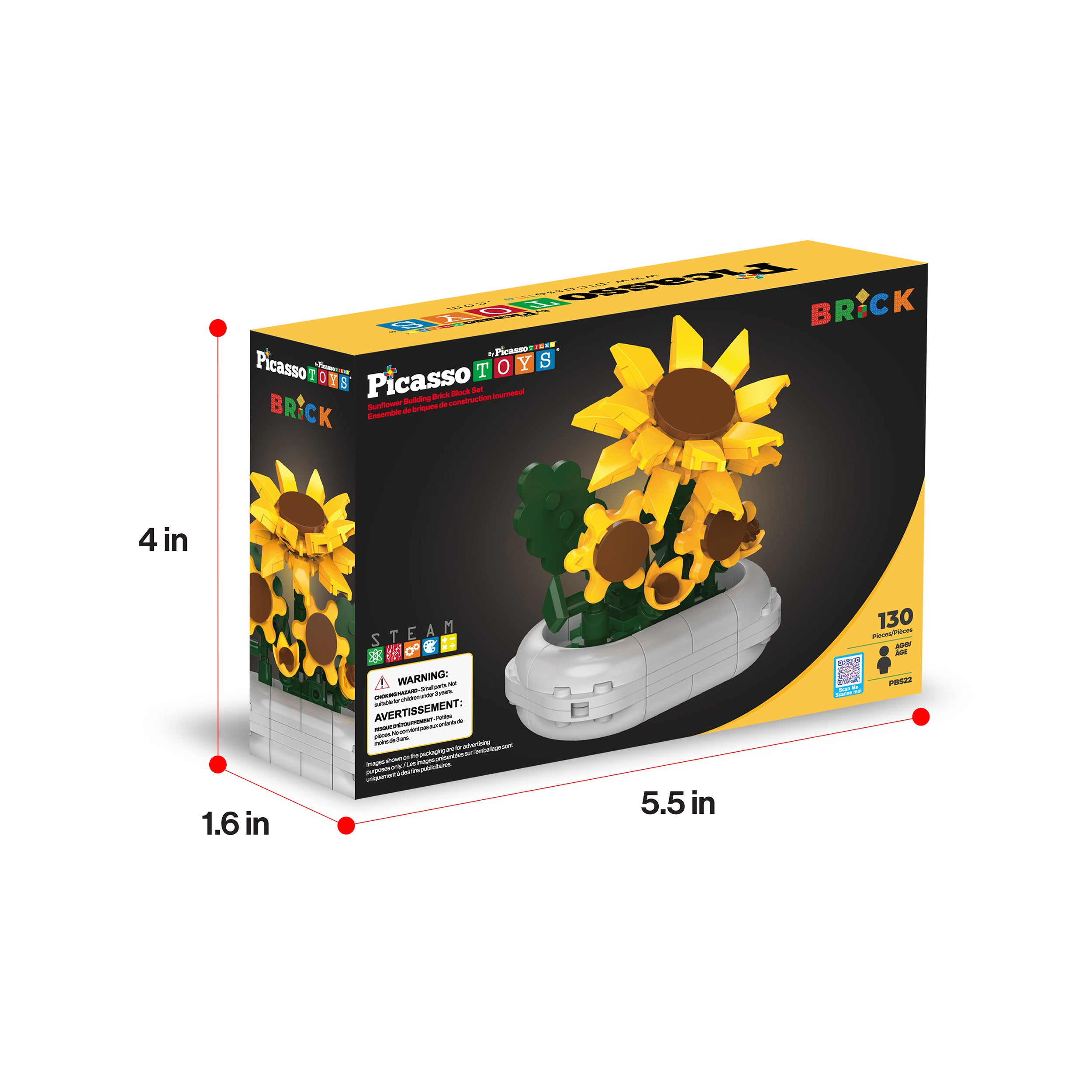 PicassoTiles 130pc STEM Sunflower Building Set with Vase